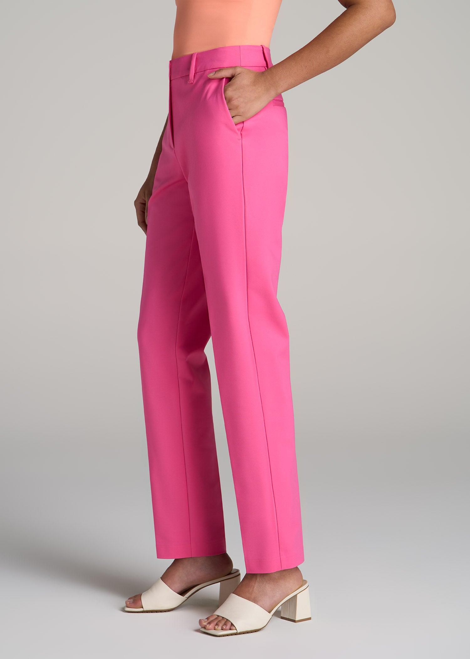 Flat Front Tapered Dress Pants for Tall Women in Cosmo Pink Female Product Image