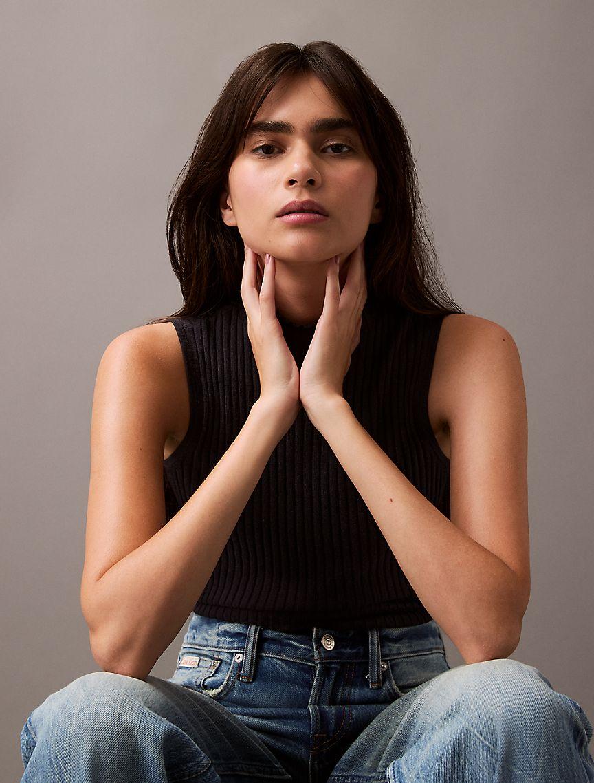 Silk Cashmere Mock Neck Tank Top Product Image