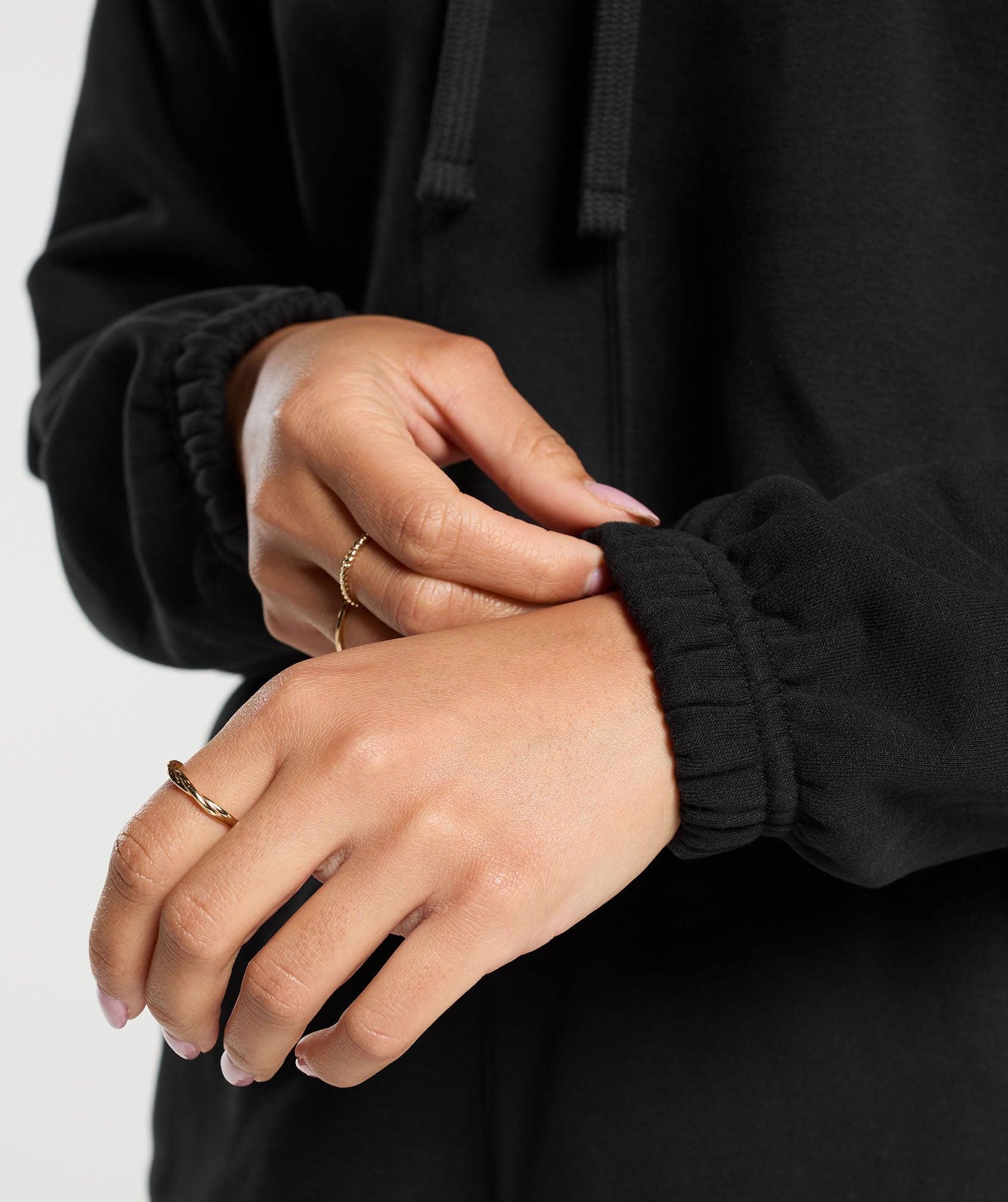 Gymshark Fleece Crop Pullover - Black Female Product Image