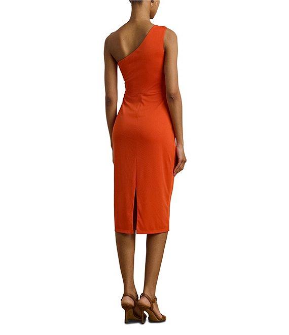 Lauren Ralph Lauren Jersey Knit One Shoulder Neck Sleeveless Sheath Midi Dress Product Image