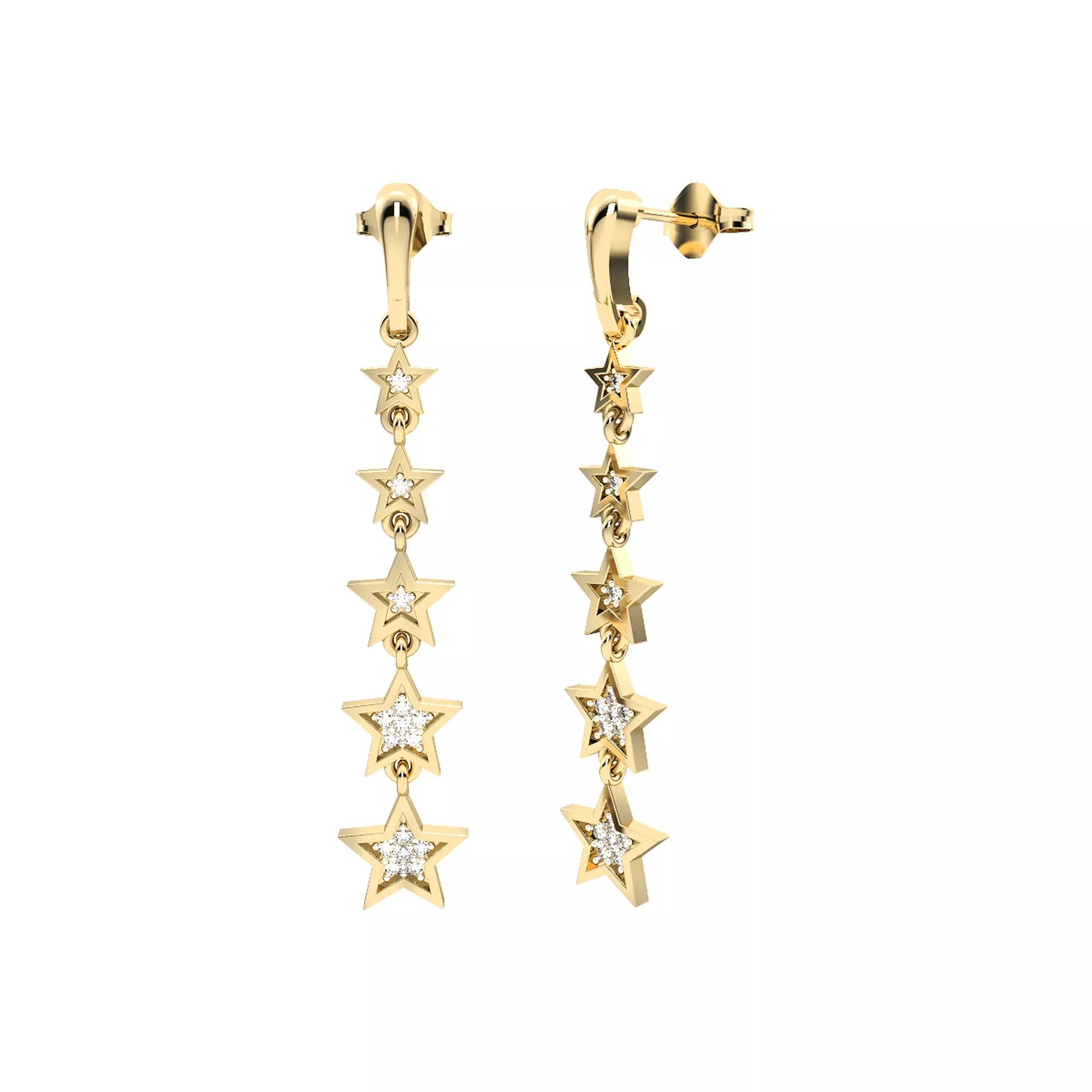 10k Gold Diamond Drop Star Earrings, Women's Product Image