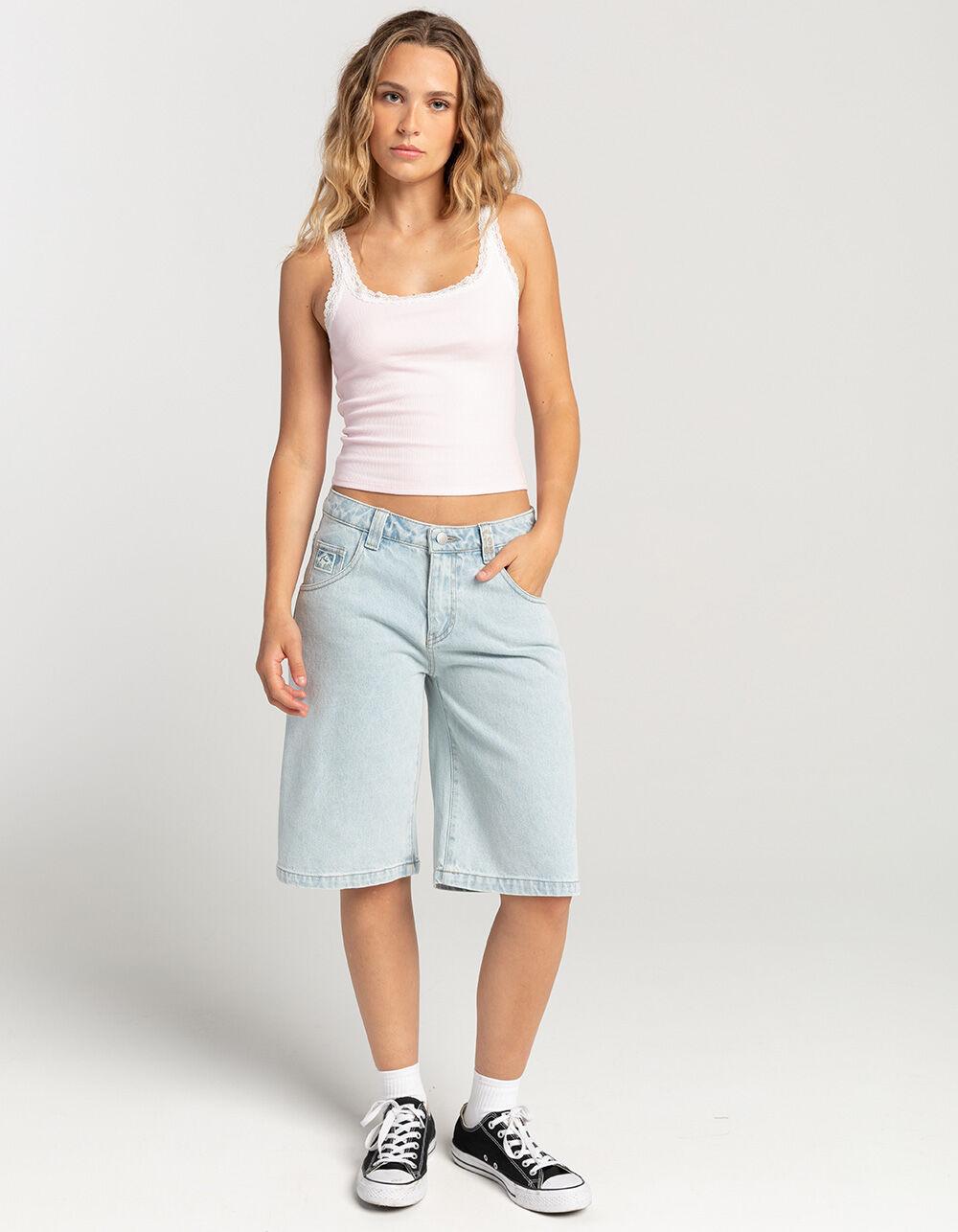 RUSTY Low Rise Wide Leg Womens Denim Jorts - DENIM Product Image