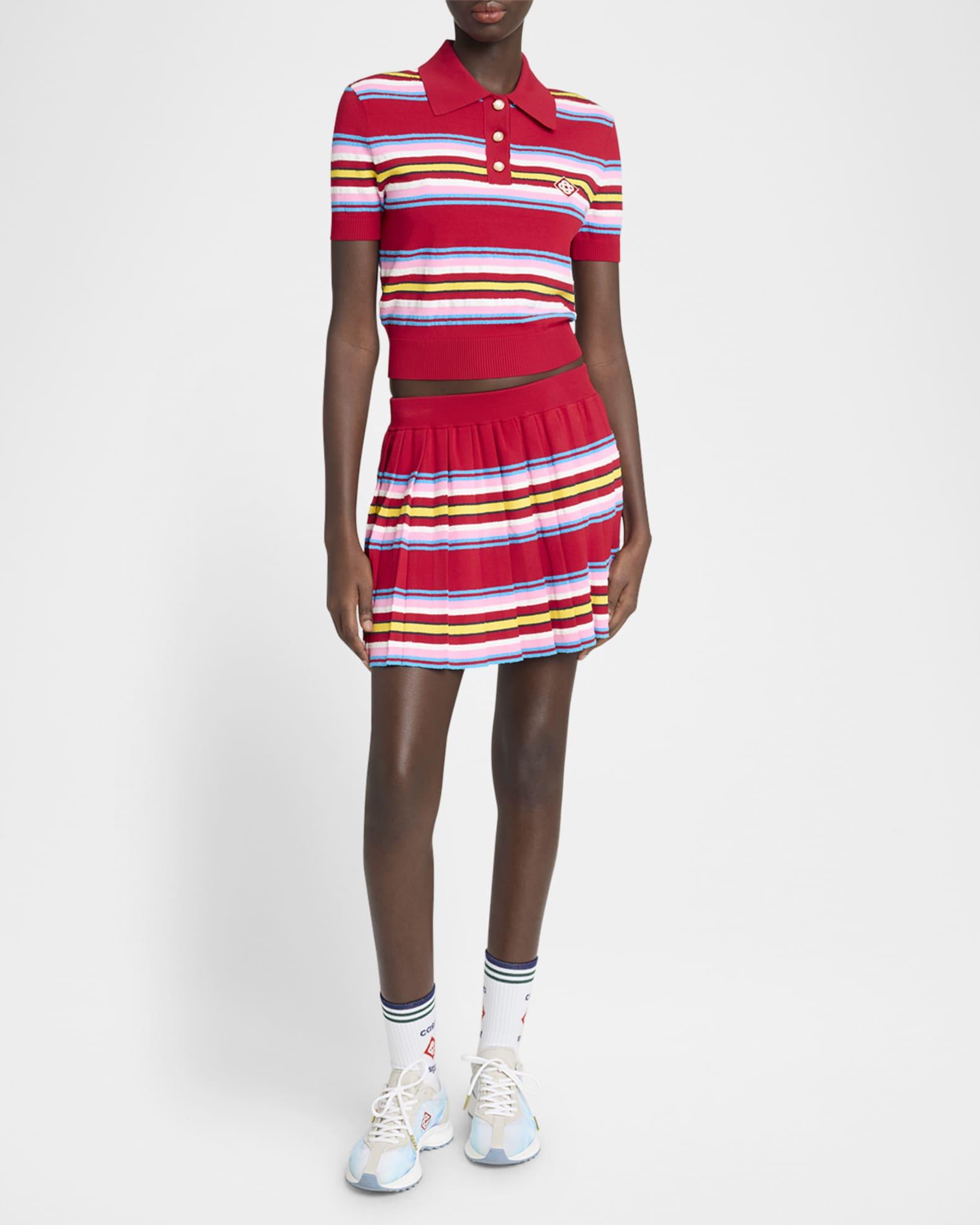 Stripe Pleated Logo Patch Mini Skirt Product Image