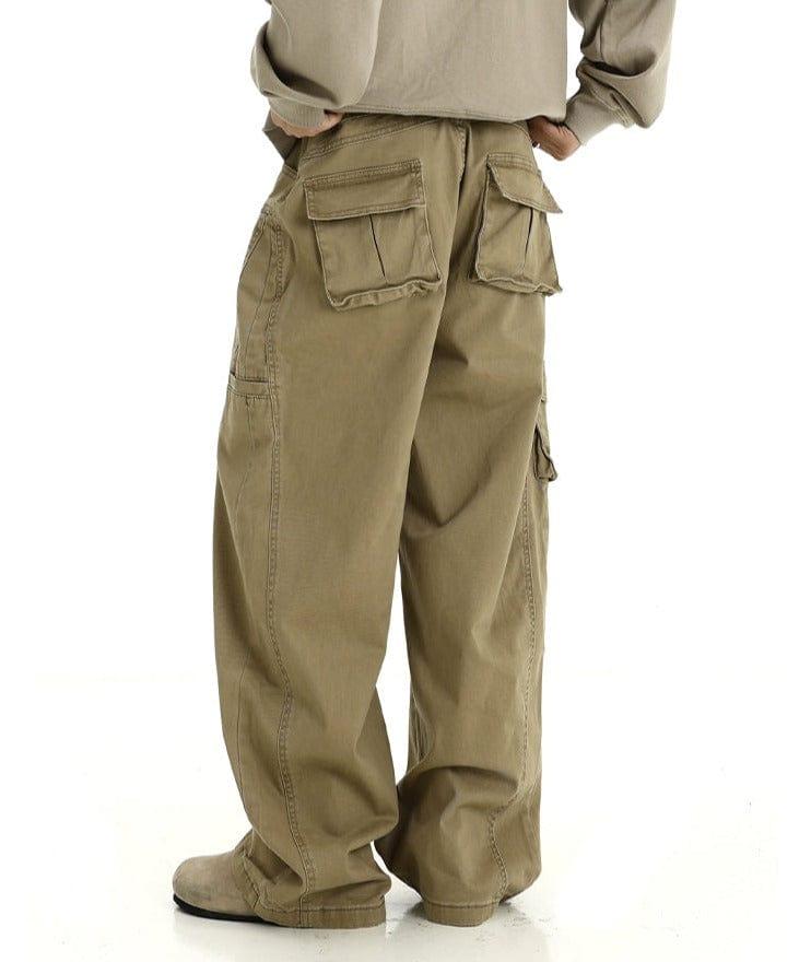 Trendy American Retro Washed Wide-Leg Cargo Logging Pants Product Image