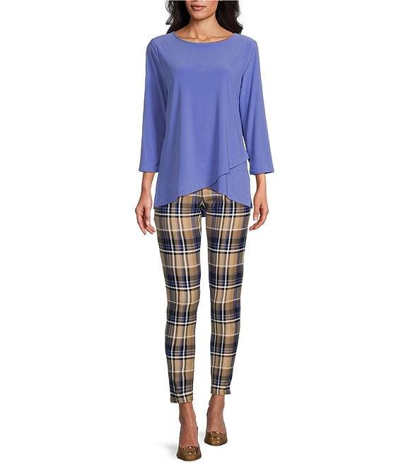 Slim Factor by Investments Ponte Knit Tannin Plaid No Waist Skinny Leg Leggings Product Image