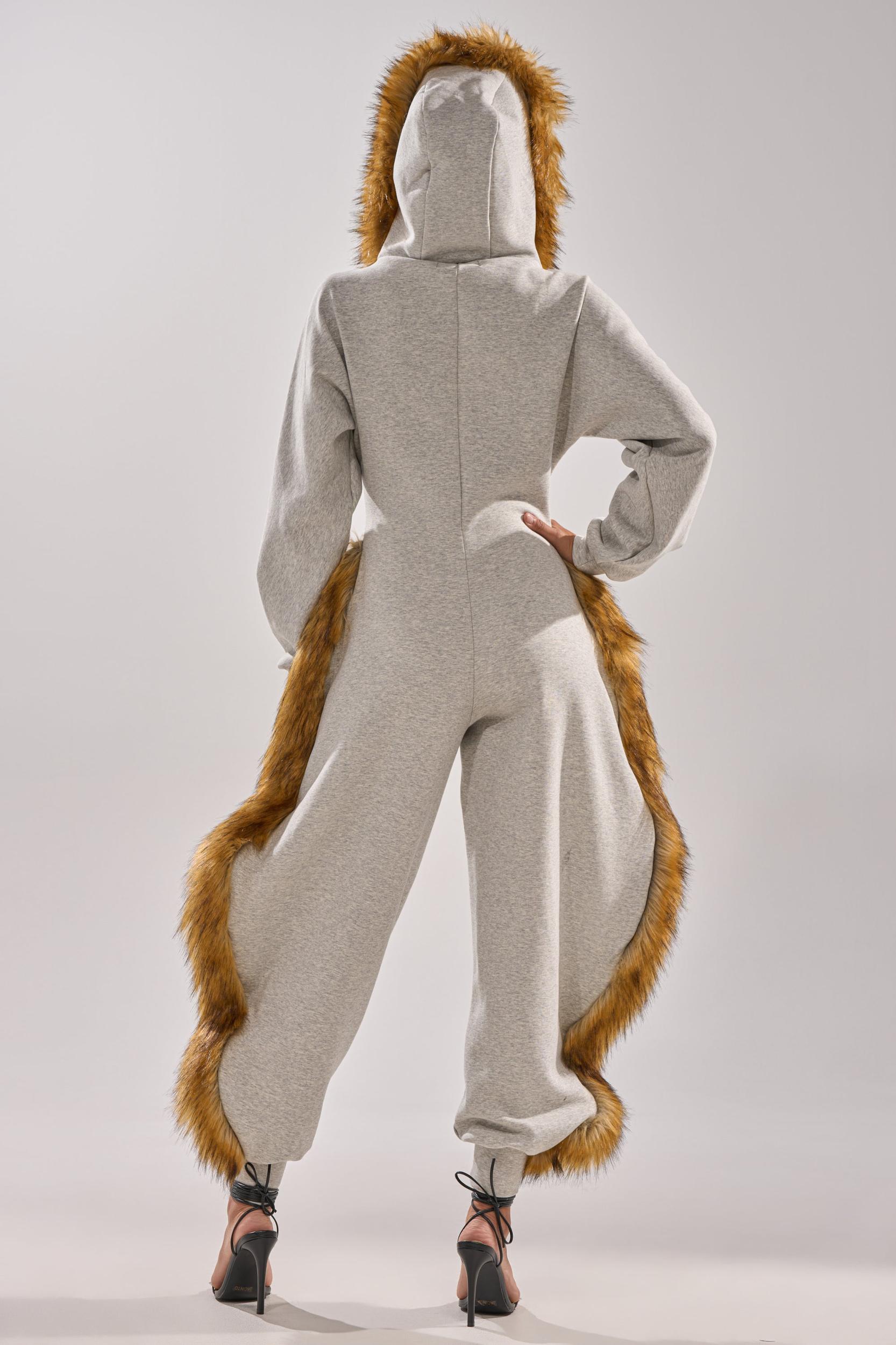 YOU WISH JUMPSUIT WITH FUR ACCENTS Product Image