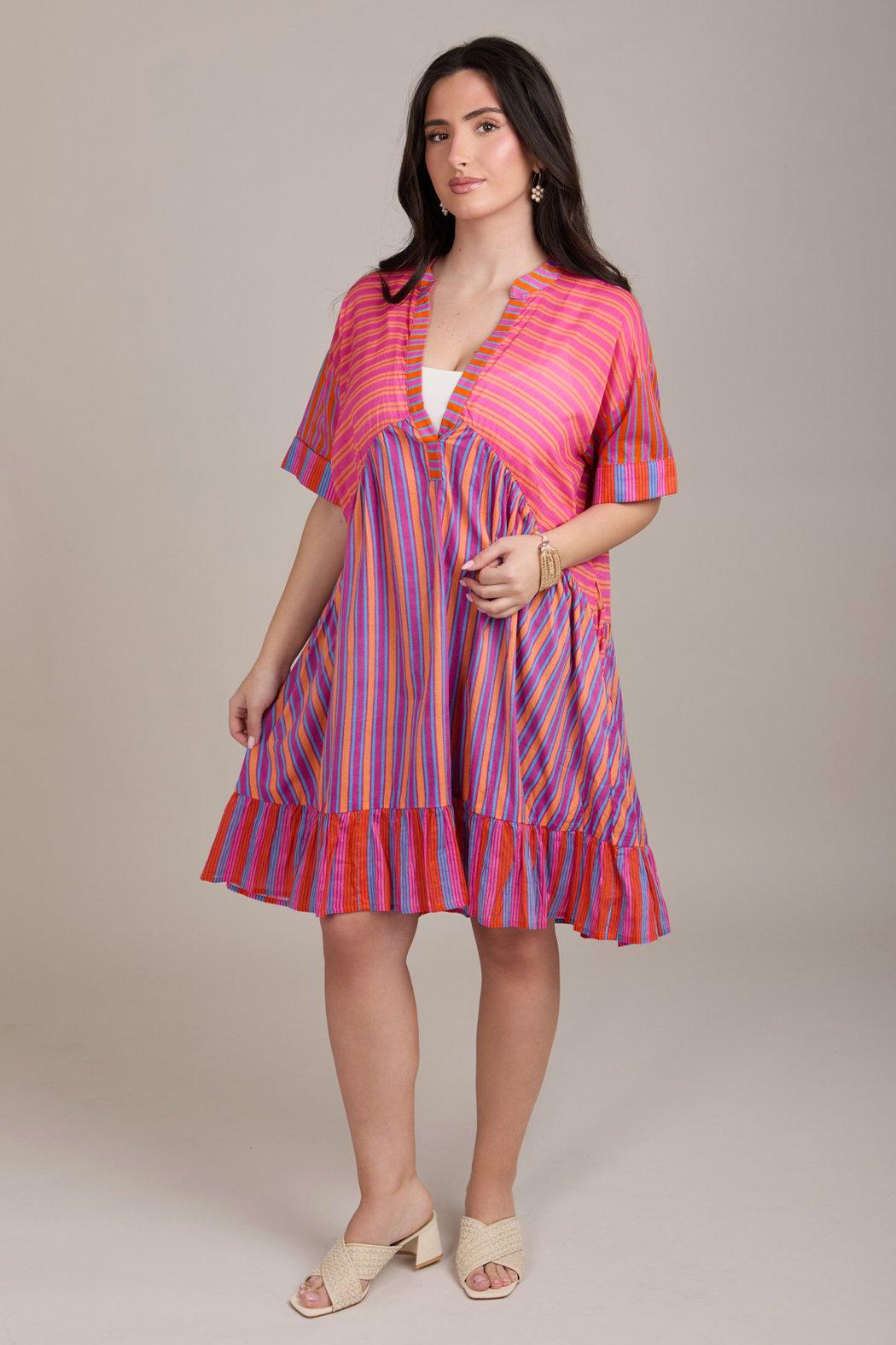 Bold Striped Cover Up Dress Product Image