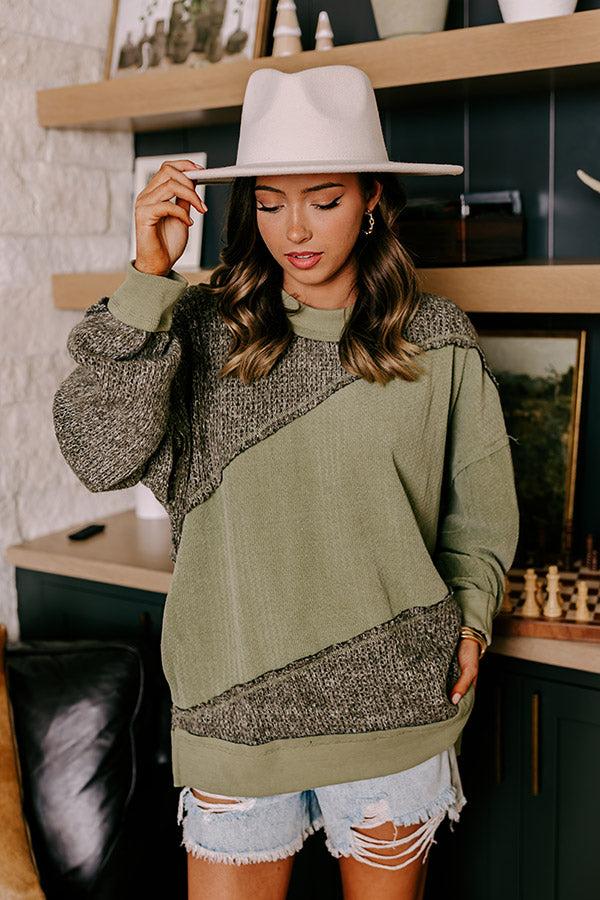 Cabin In The Mountains Oversized Knit Sweater in Olive Product Image