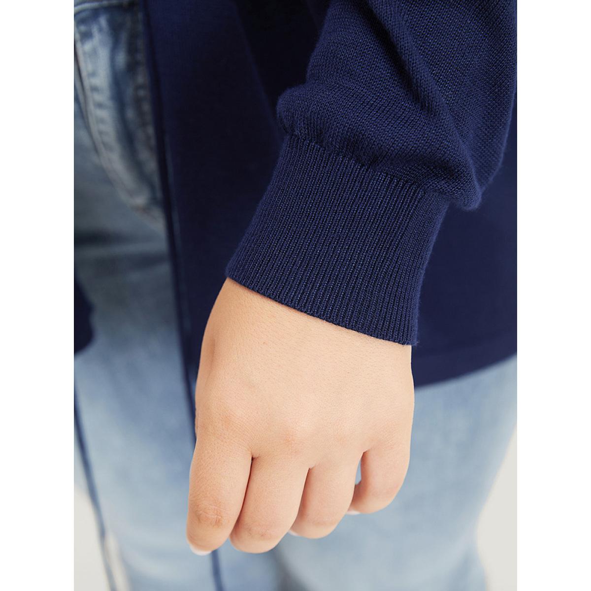 Plus Size Supersoft Essentials Plain Tie Front Elastic Cuffs Cardigan Indigo Women Casual Loose Long Sleeve Everyday Cardigans BloomChic 14-16/1X Product Image