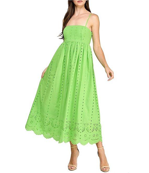 Layered With Love Poppy Square Neck Empire Waist Cotton Eyelet Maxi Dress Product Image