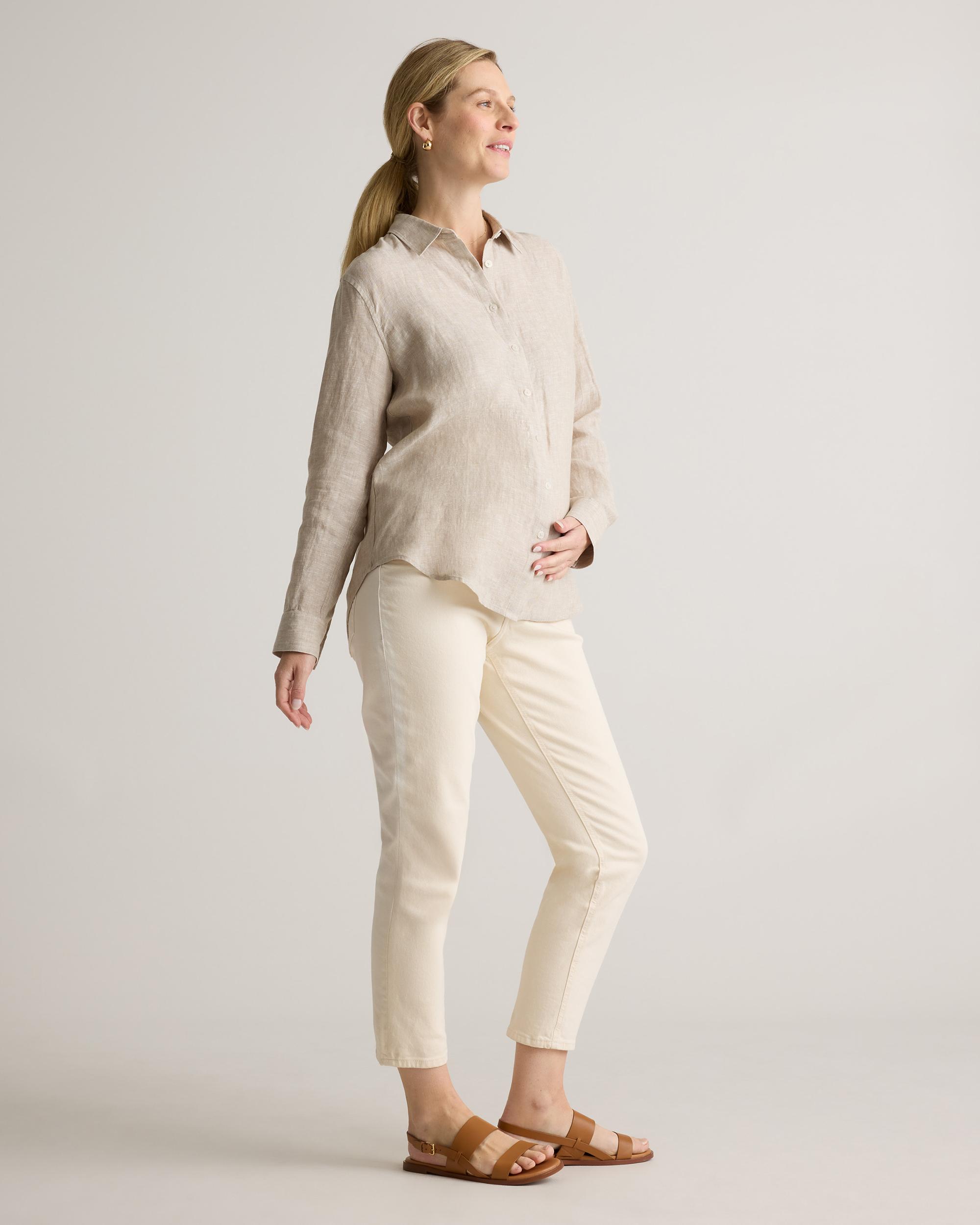 Quince | Women's 100% European Linen Maternity Long Sleeve Shirt Product Image