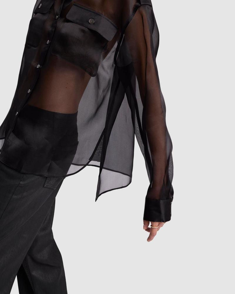 Sheer Organza Button Up Shirt Product Image