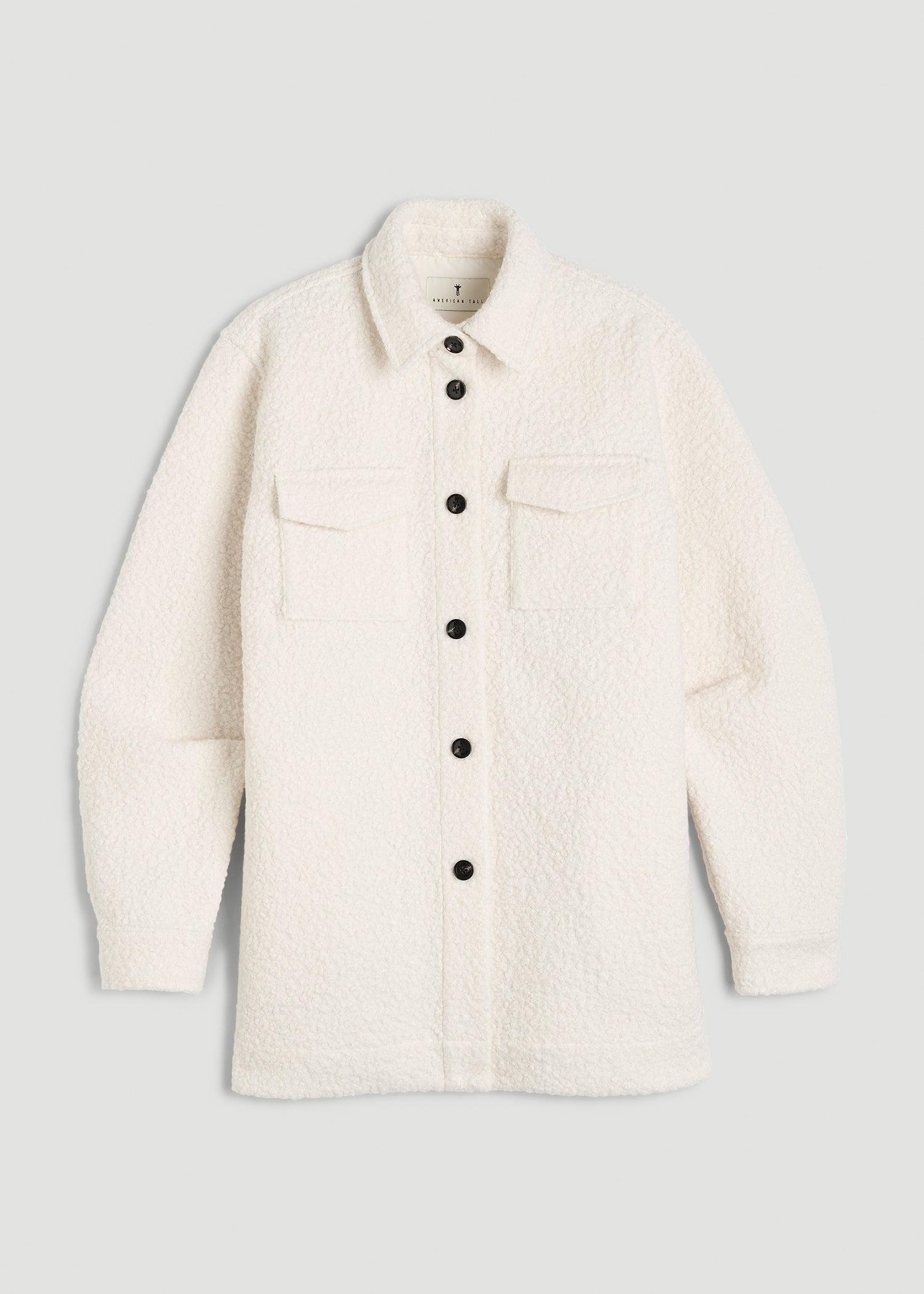 Relaxed Boucle Shacket for Tall Women in Winter White Female Product Image