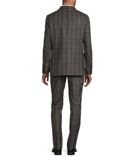 Hickey Freeman Classic Fit Flat Front Flannel Plaid Pattern 2-Piece Suit Product Image