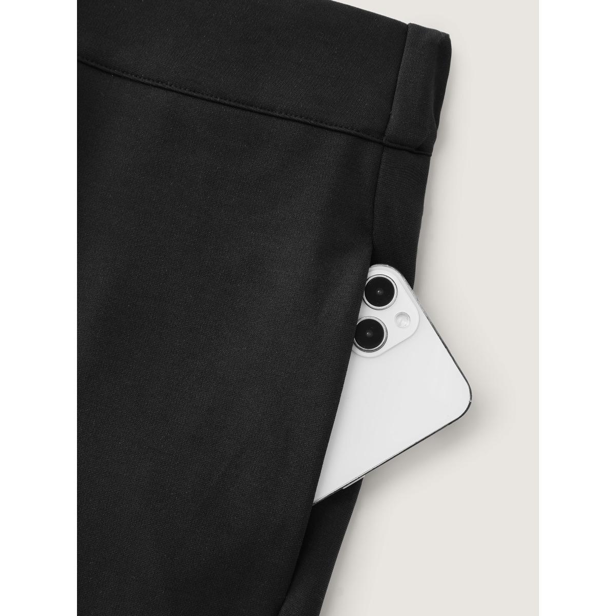 Plus Size Elastic Back Waistband Pants Women Black Office Jogger Mid Rise Office Pants BloomChic 14-16/1X Product Image