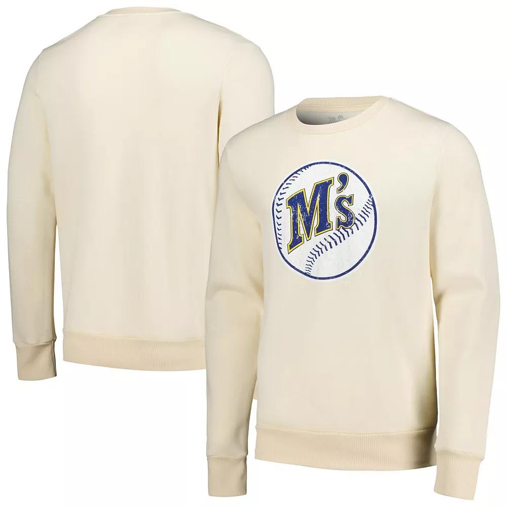 Men's Majestic Threads Oatmeal Seattle Mariners Fleece Pullover Sweatshirt,  Product Image