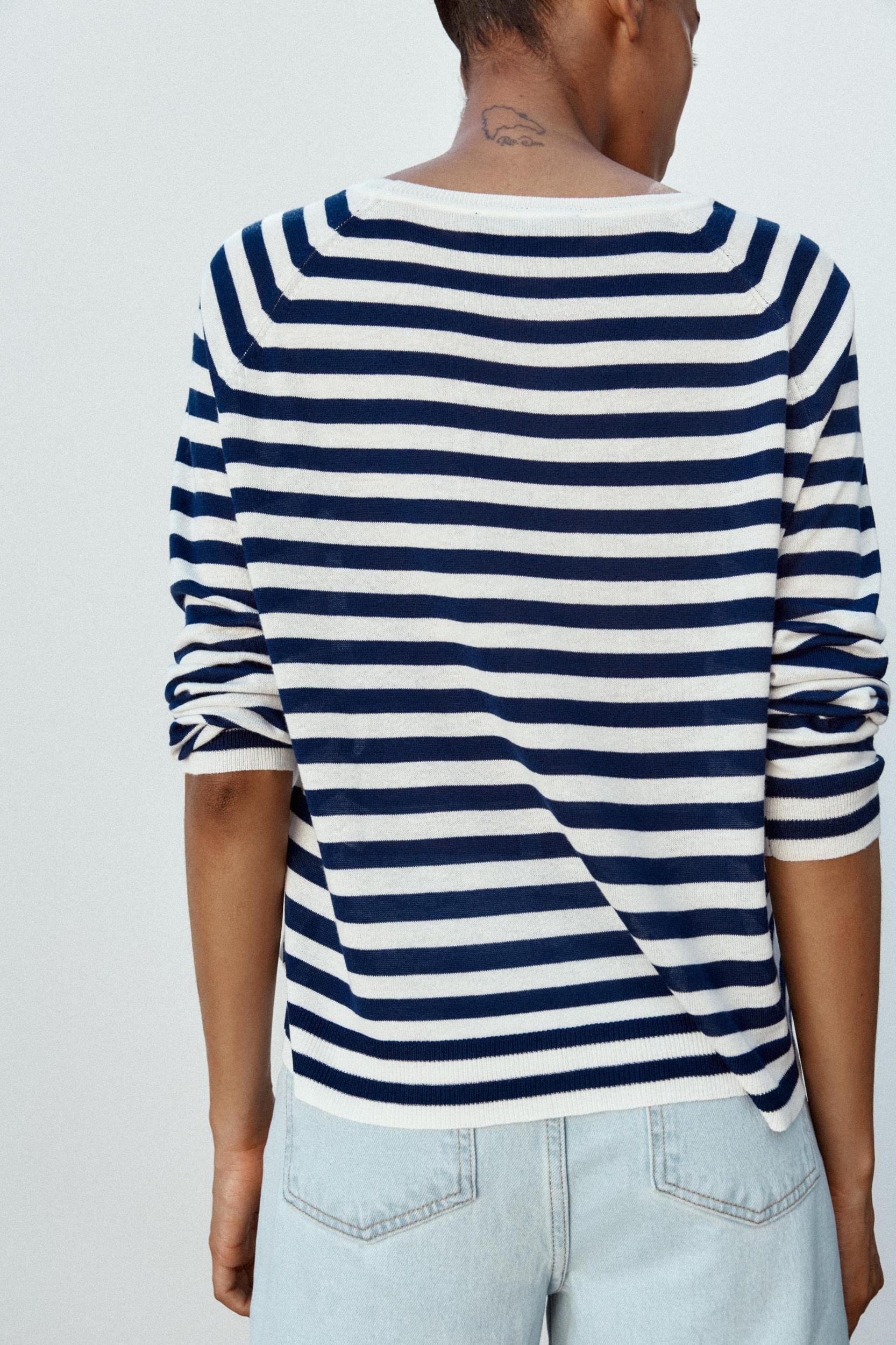 STRIPED FINE KNIT SWEATER Product Image