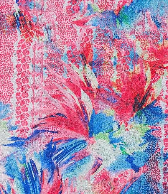 Leo & Nicole Textured Painterly Wow Print Boat Neck 3/4 Sleeve Top Product Image