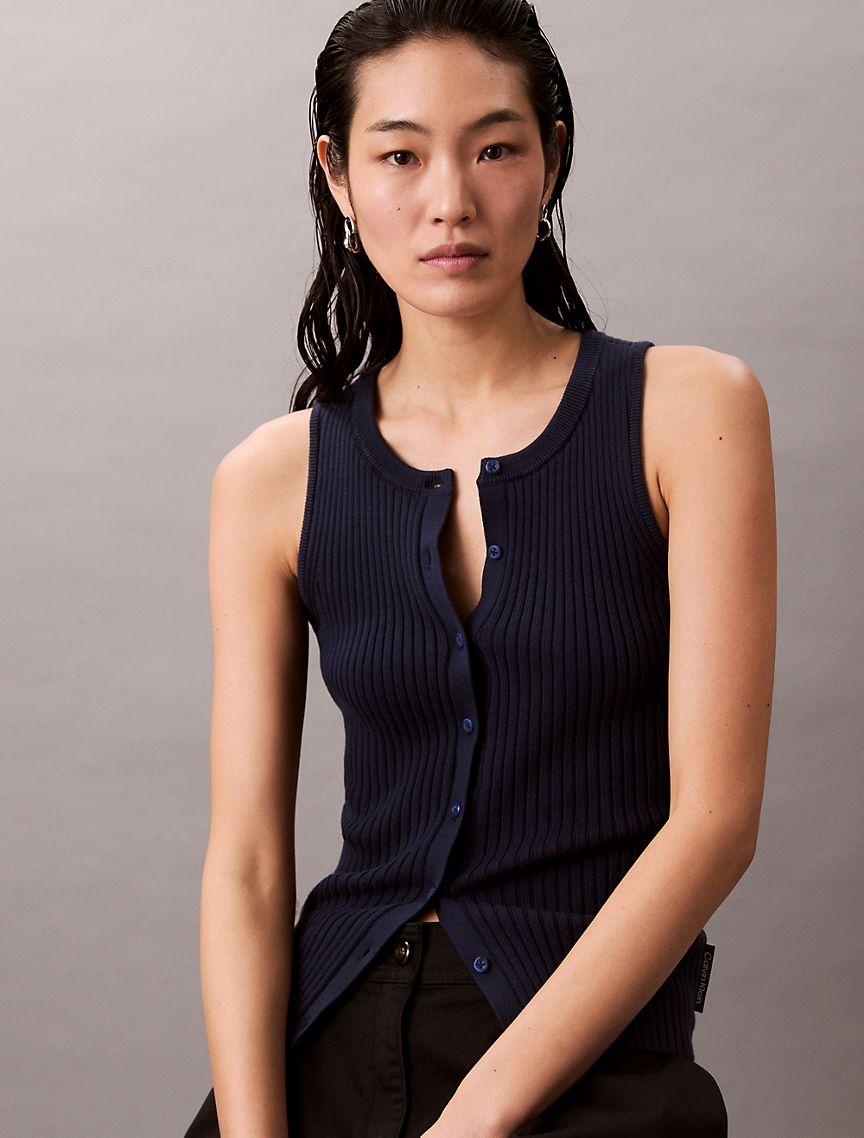 Smooth Cotton Rib Sweater Tank Product Image