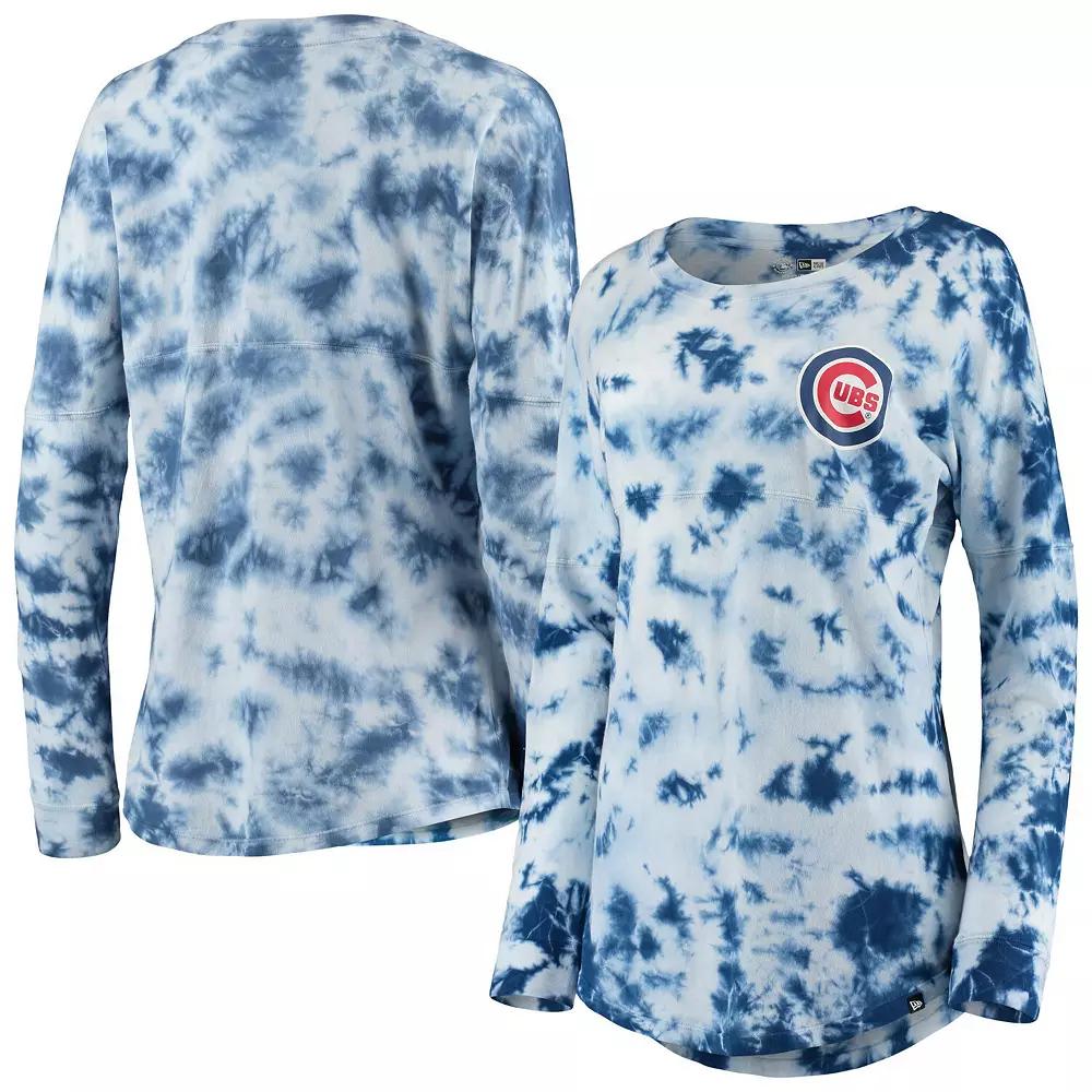 Women's New Era Royal Chicago Cubs Tie-Dye Long Sleeve T-Shirt, Size: Medium, Blue Product Image