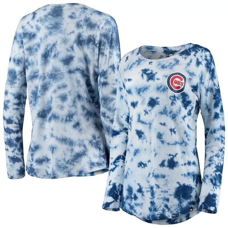 Women's New Era Royal Chicago Cubs Tie-Dye Long Sleeve T-Shirt, Size: Medium, Blue Product Image