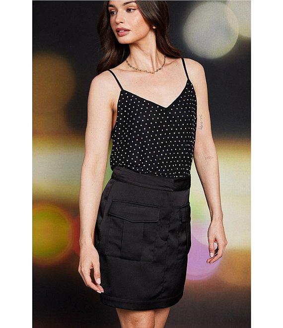 Skies Are Blue Satin Cargo Pocket Mini Skirt Product Image