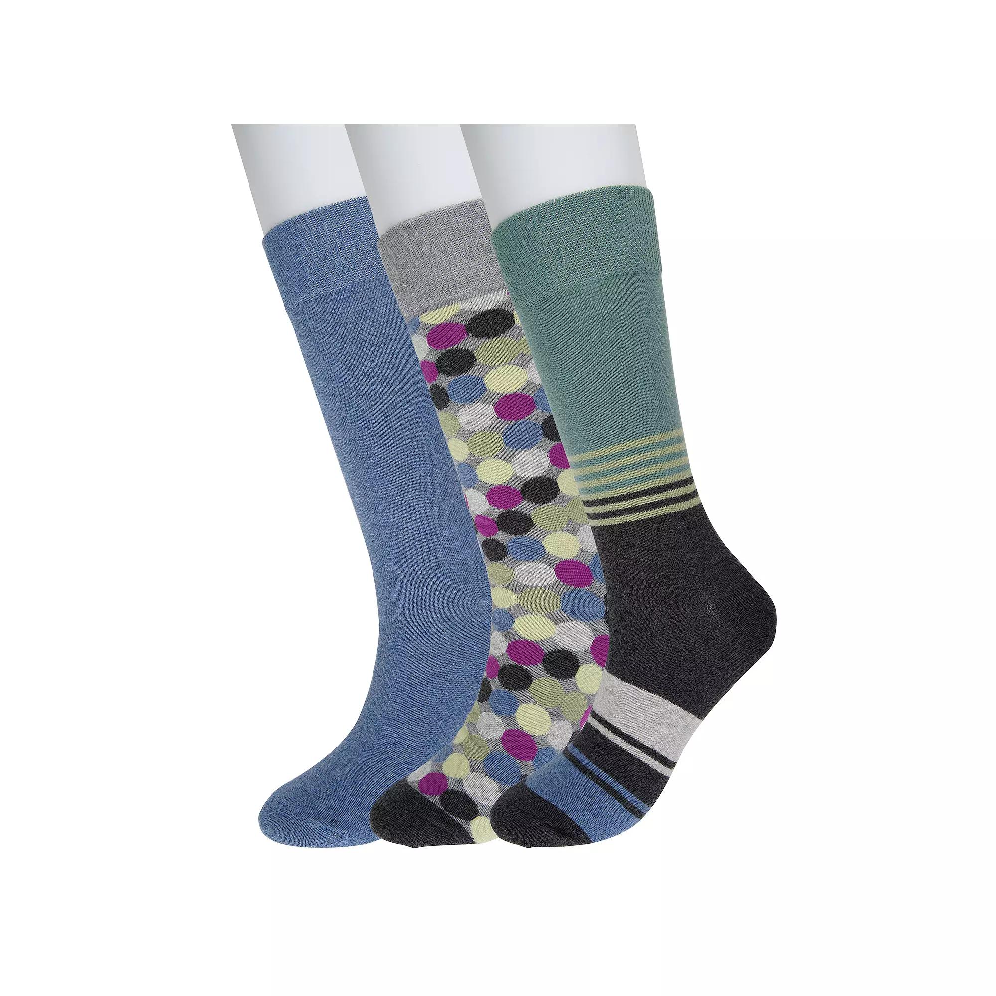 Men's Sonoma Goods For Life® 3-pack Patterned Dress Socks, Black Dot Team Product Image