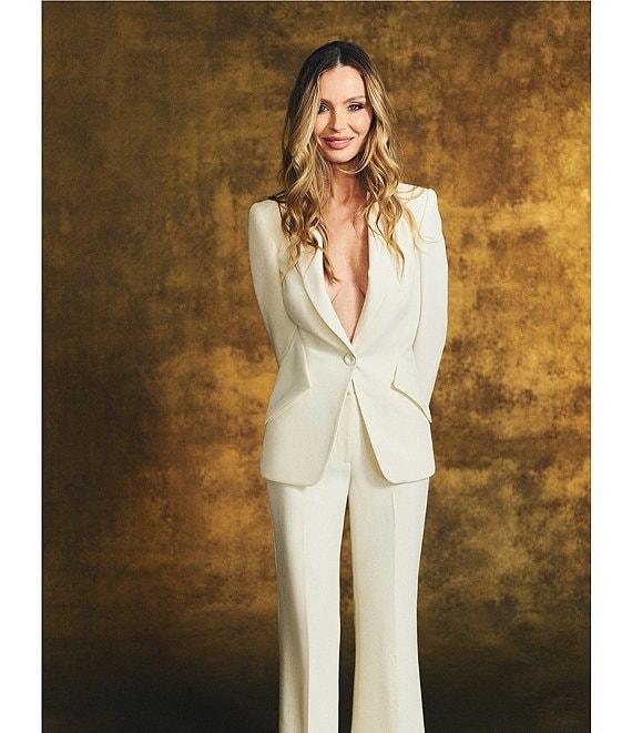 Muse by Marchesa Daphne Stretch Crepe Notch Lapel Collar Neck Long Sleeve One Button Blazer Product Image