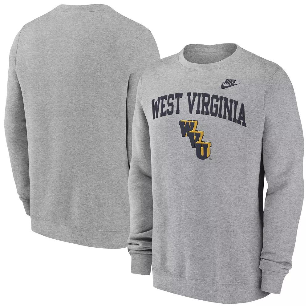 Men's Nike Heather Gray West Virginia Mountaineers Legacy Classic Tackle Twill Embroidered��Arch Over Logo Pullover Sweatshirt, Size: Small, Grey Product Image