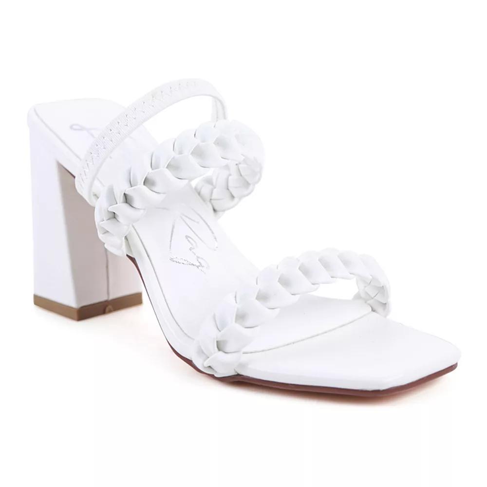 London Rag Woven Strap Block Heel Women's Sandals,  Product Image