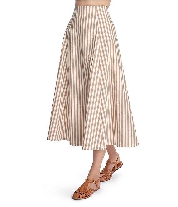 COREY LYNN CALTER Scout Coordinating Woven Stripe Print Full A-Line Midi Skirt Product Image