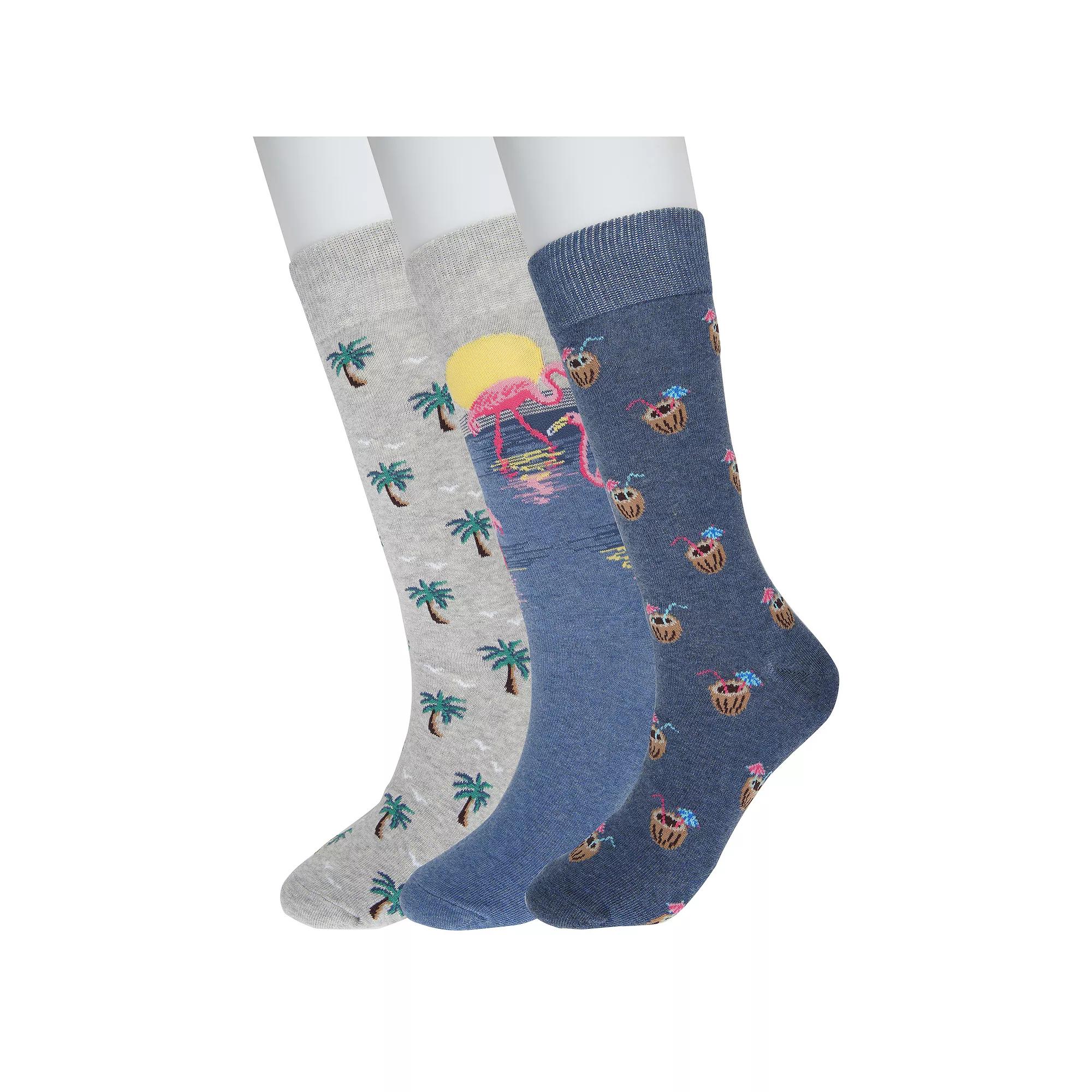 Men's Sonoma Goods For Life® 3-pack Mixed Novelty Socks, Tropic Paradise Blue Product Image
