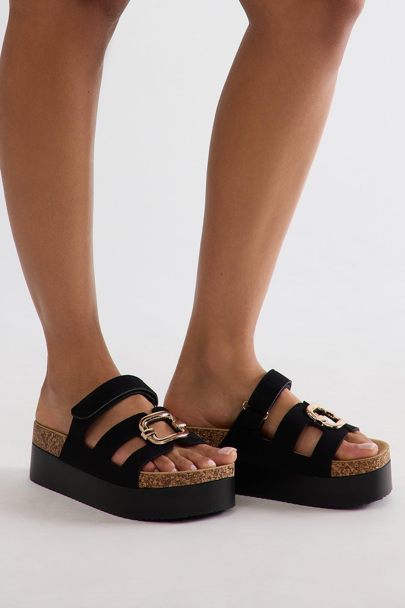 Calvin Platform Slides - Black Product Image