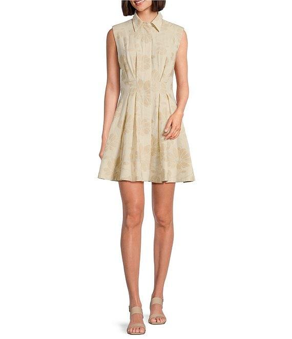 Alex Marie Tinsley Cotton Jacquard Cap Sleeve Button Down Dress Product Image