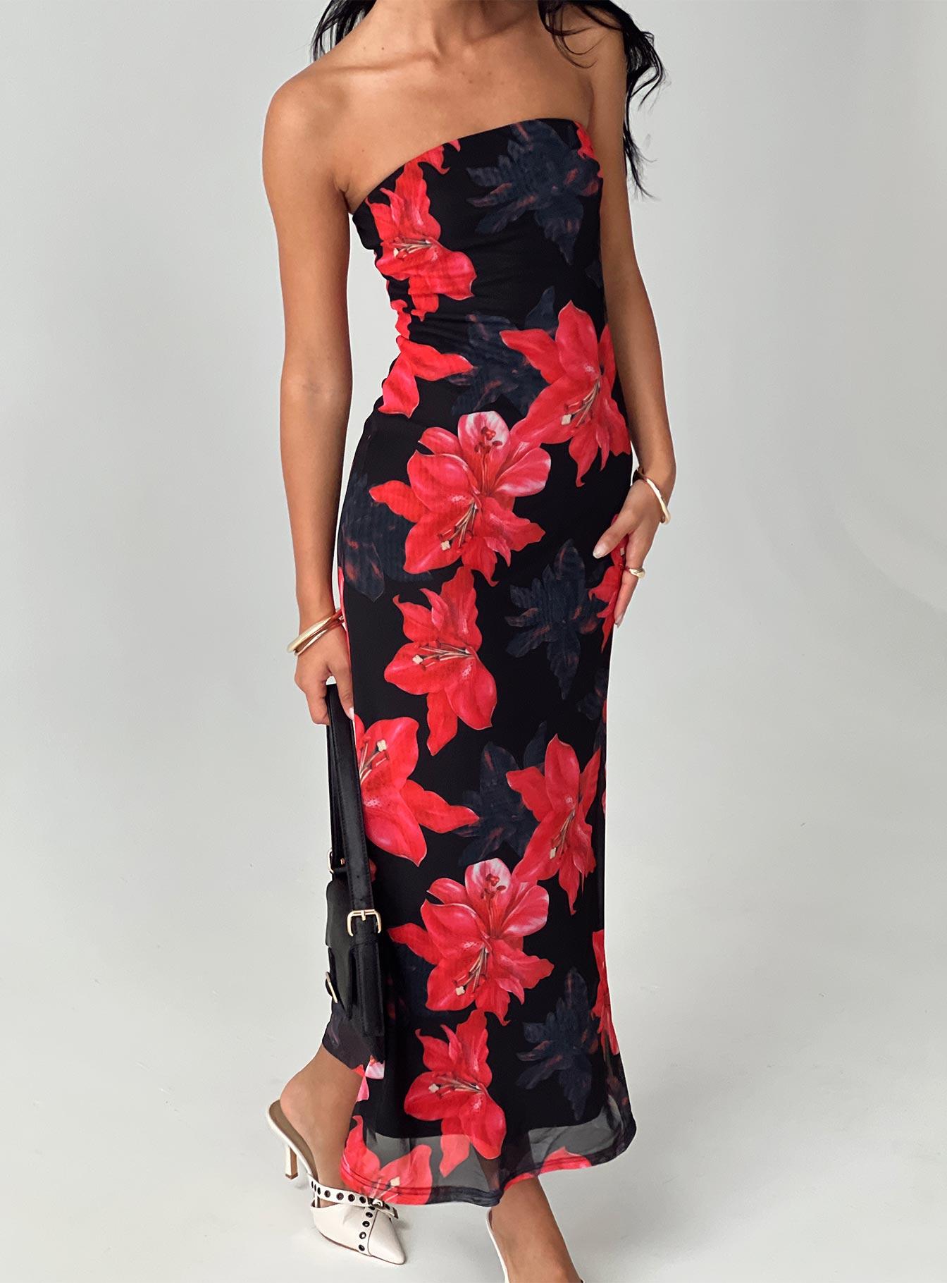 Celik Strapless Maxi Dress Black / Floral Product Image