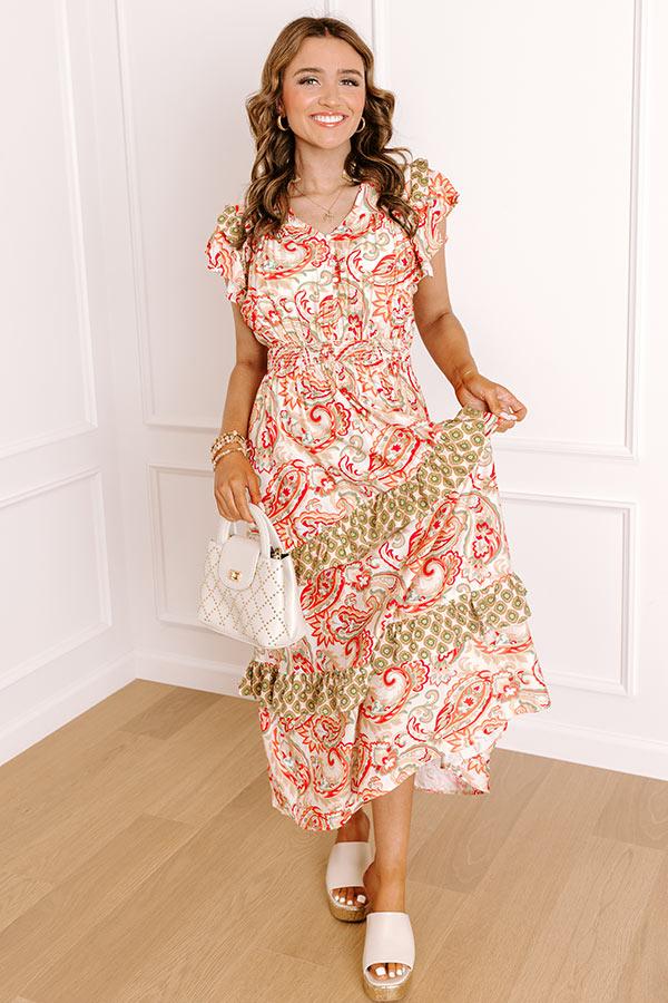 Paisley Picnic Asymmetrical Ruffle Midi Dress Product Image