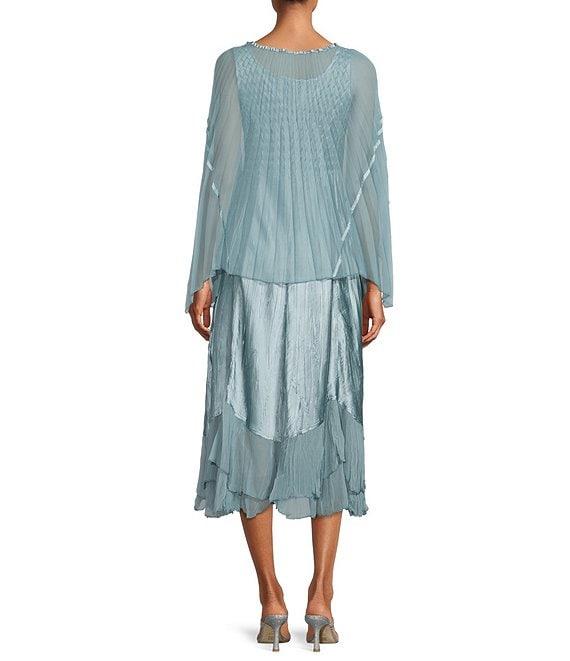 Komarov Popover Chiffon Round Neck Long Sleeve Handkerchief Hem Midi Dress Product Image