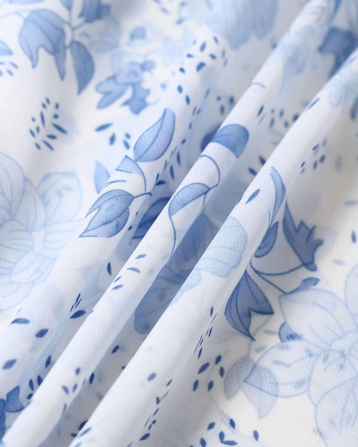 Blue Floral Flared Midi Skirt Product Image