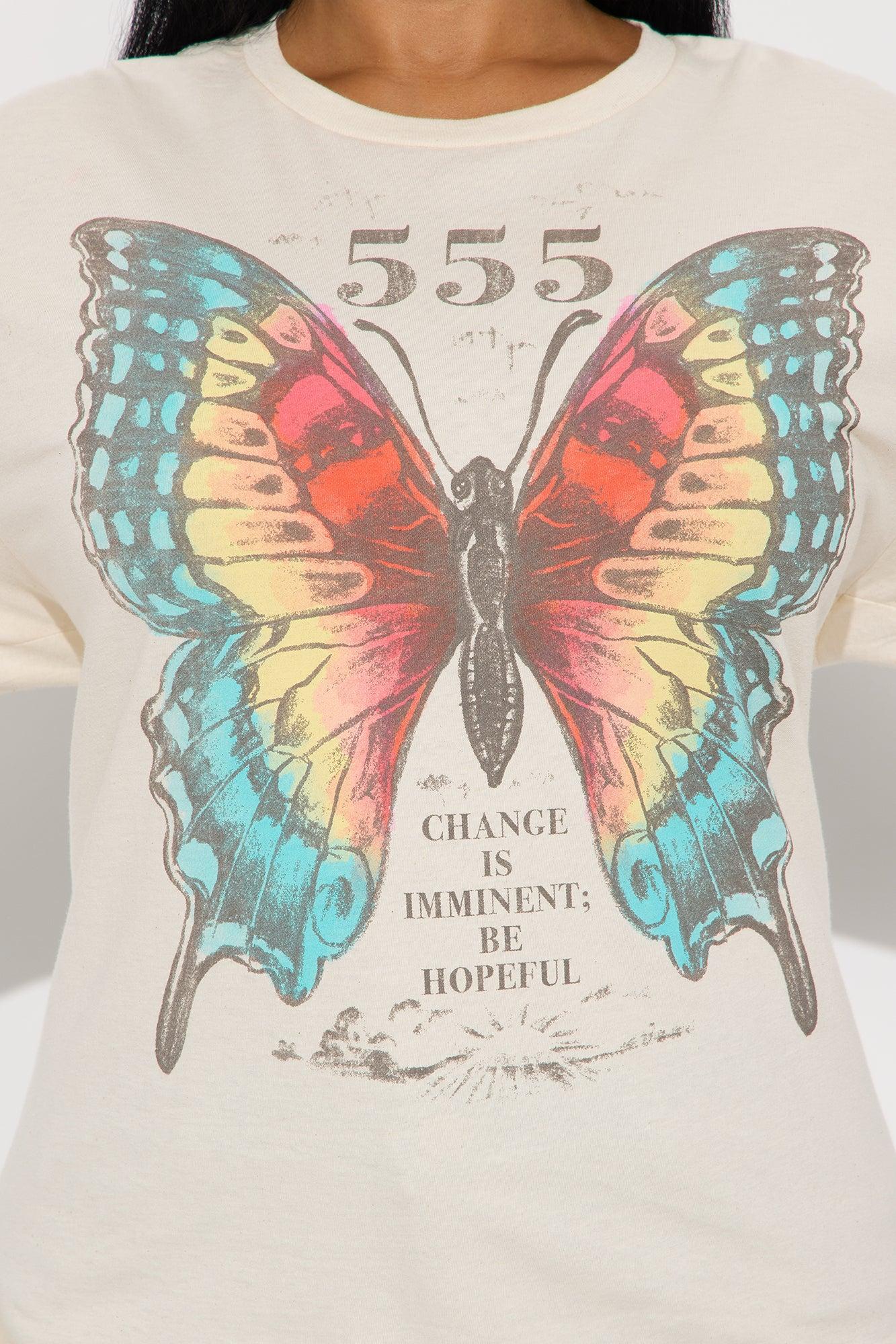 Butterfly 555 Oversized Tee - Natural Female Product Image