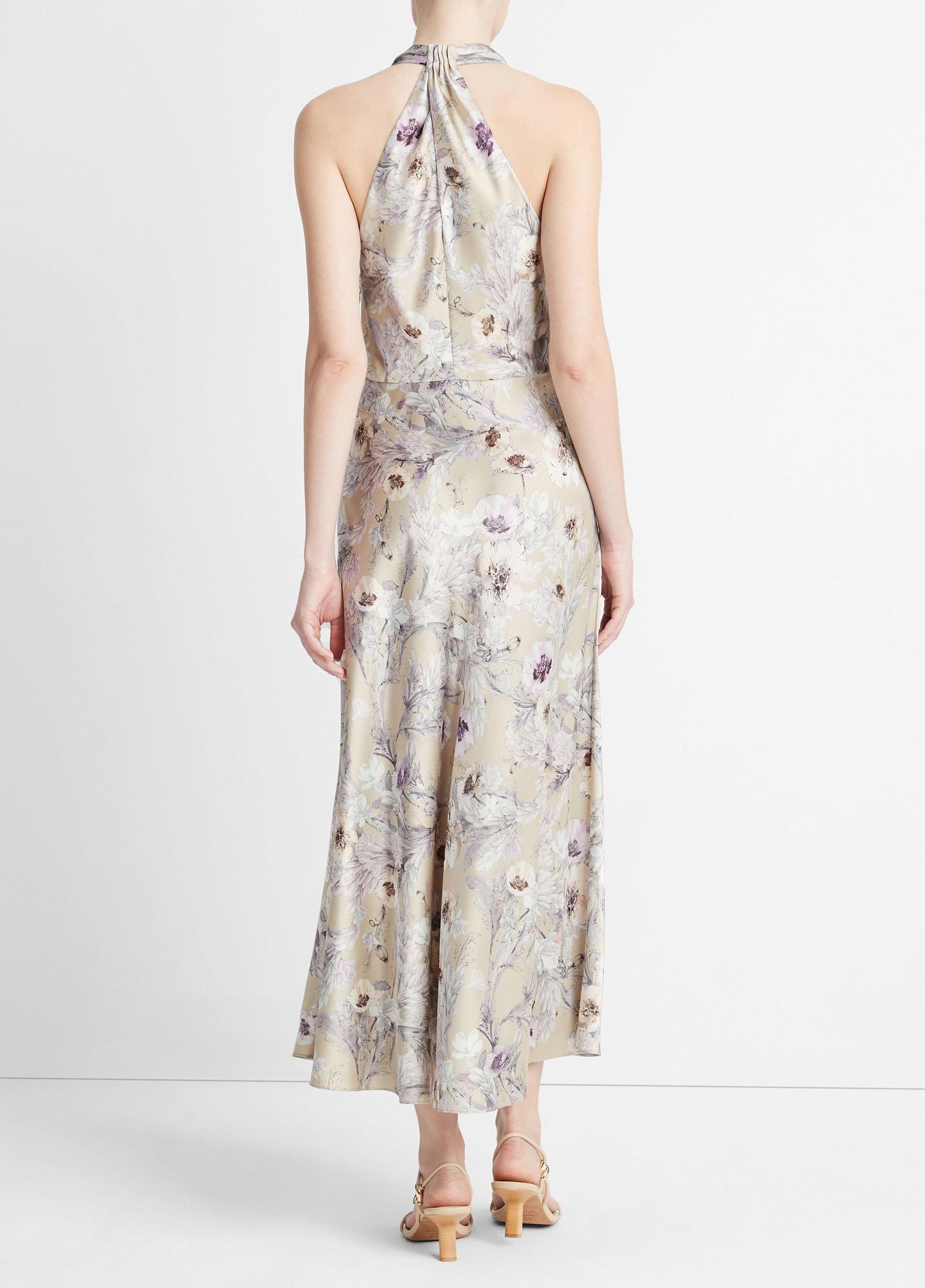 Wild Flower Cowl-Neck Halter Dress Product Image