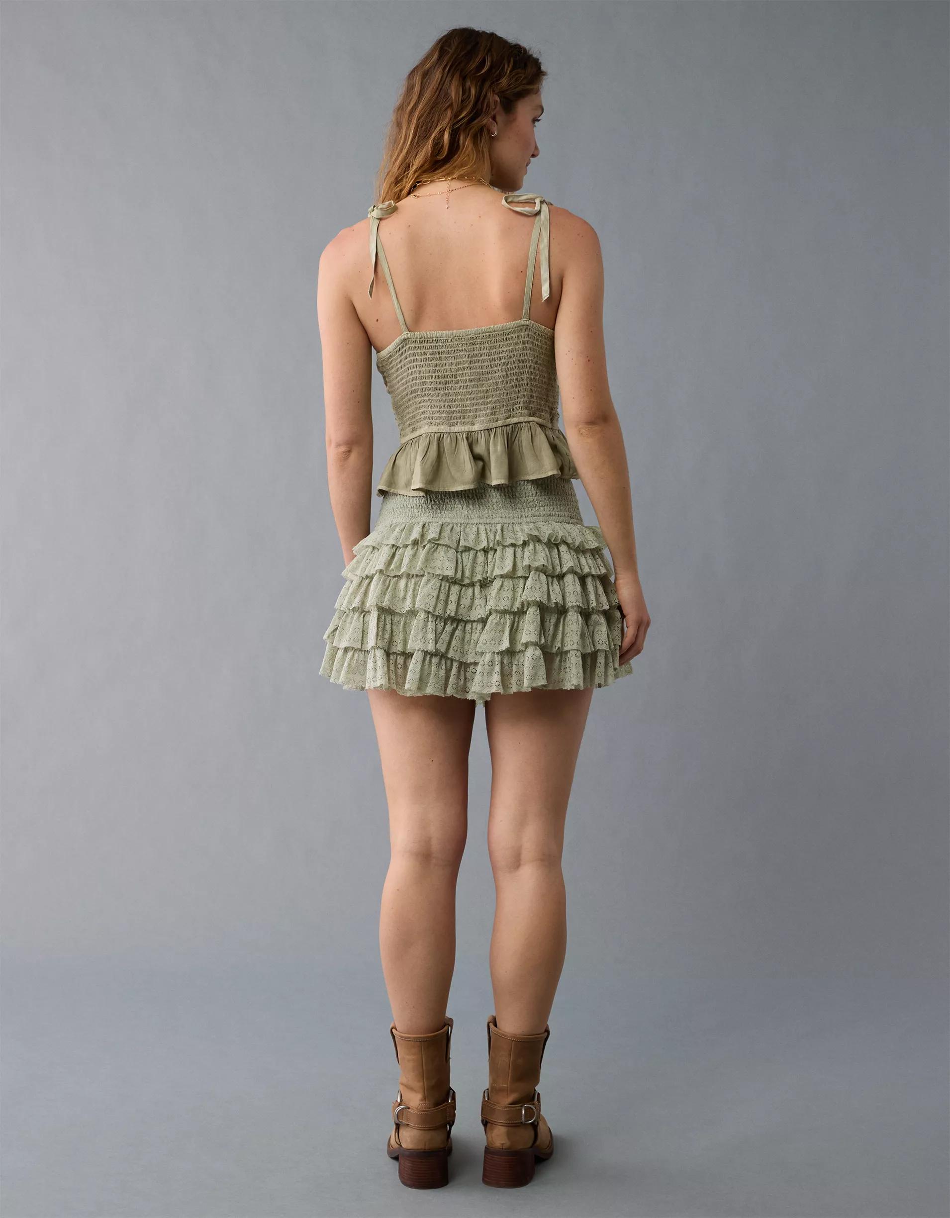 AE High-Waisted Ruffle Mini Skort Product Image