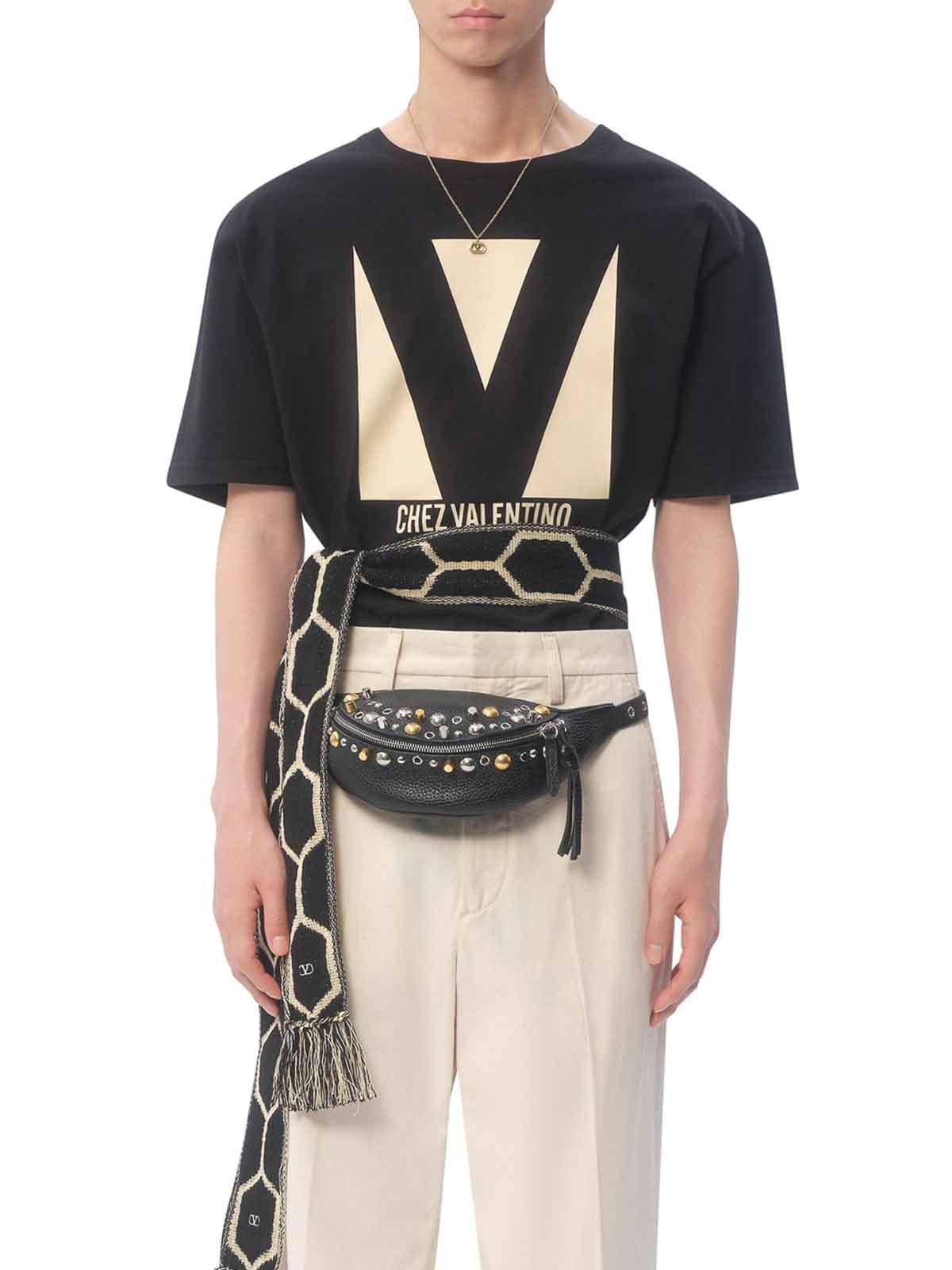VALENTINO Crew Neck Short Sleeves T-shirts In Black Product Image
