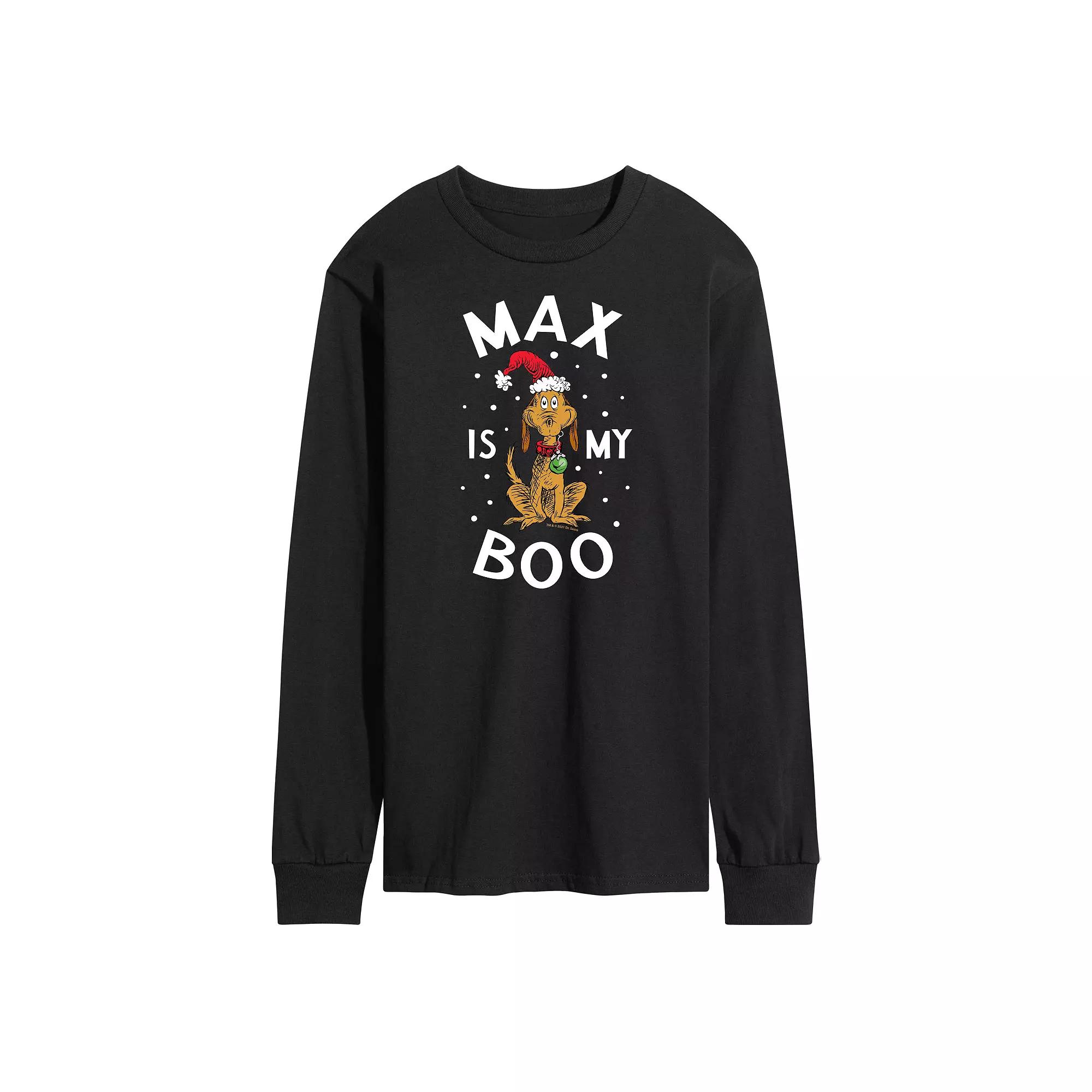 Men's Dr. Seuss Grinch Max Is My Boo Long Sleeve Tee,  Product Image