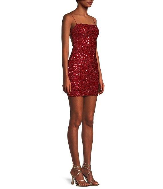 B. Darlin Bungee Spaghetti Strap Sleeveless Sequins Bodycon Dress Product Image
