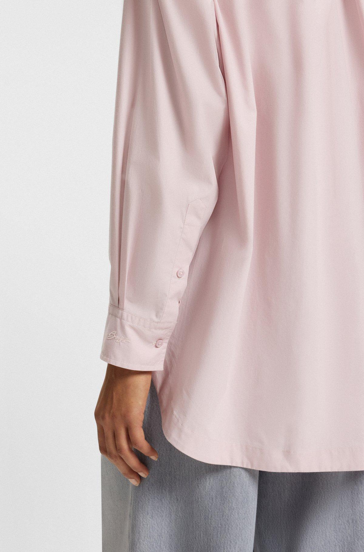BOSS - Oversize-fit blouse in cotton poplin - Light Purple Product Image