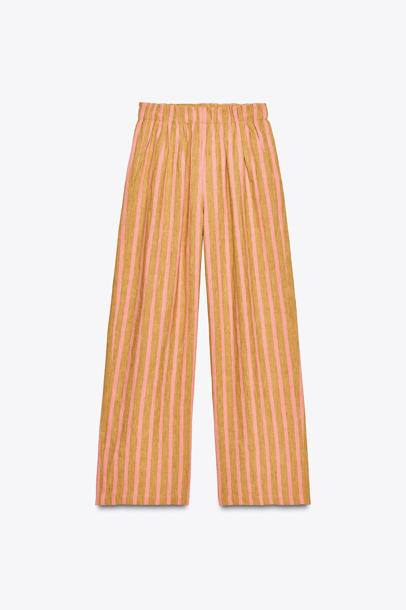 STRIPED LINEN BLEND PANTS ZW COLLECTION Product Image