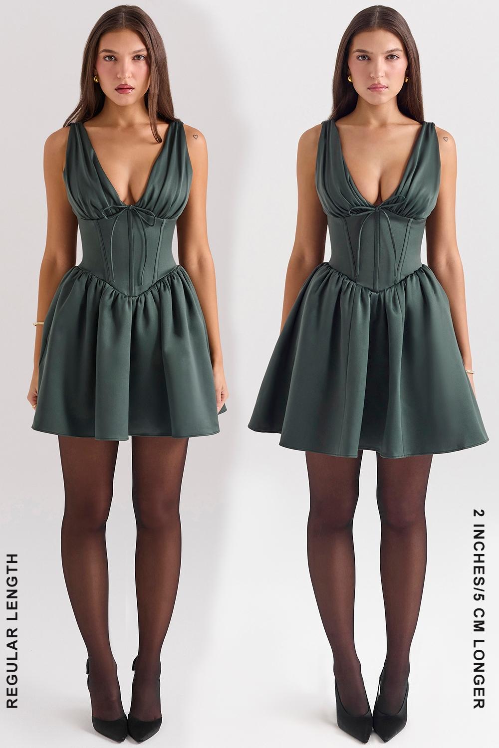 Emmeliette  forest green satin mini dress Product Image