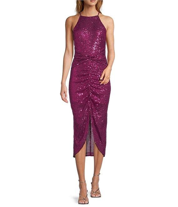 Belle by Badgley Mischka Isabella Sequin Mock Neck Sleeveless Pencil Dress Product Image