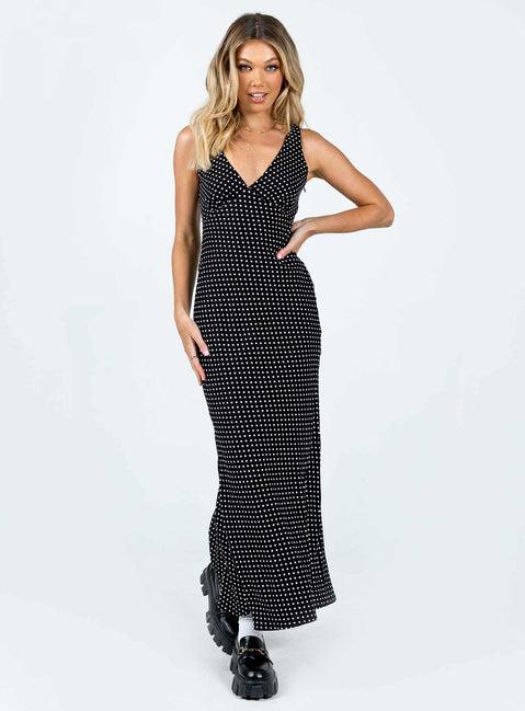 Nellie Maxi Dress Black Polka Dot Product Image