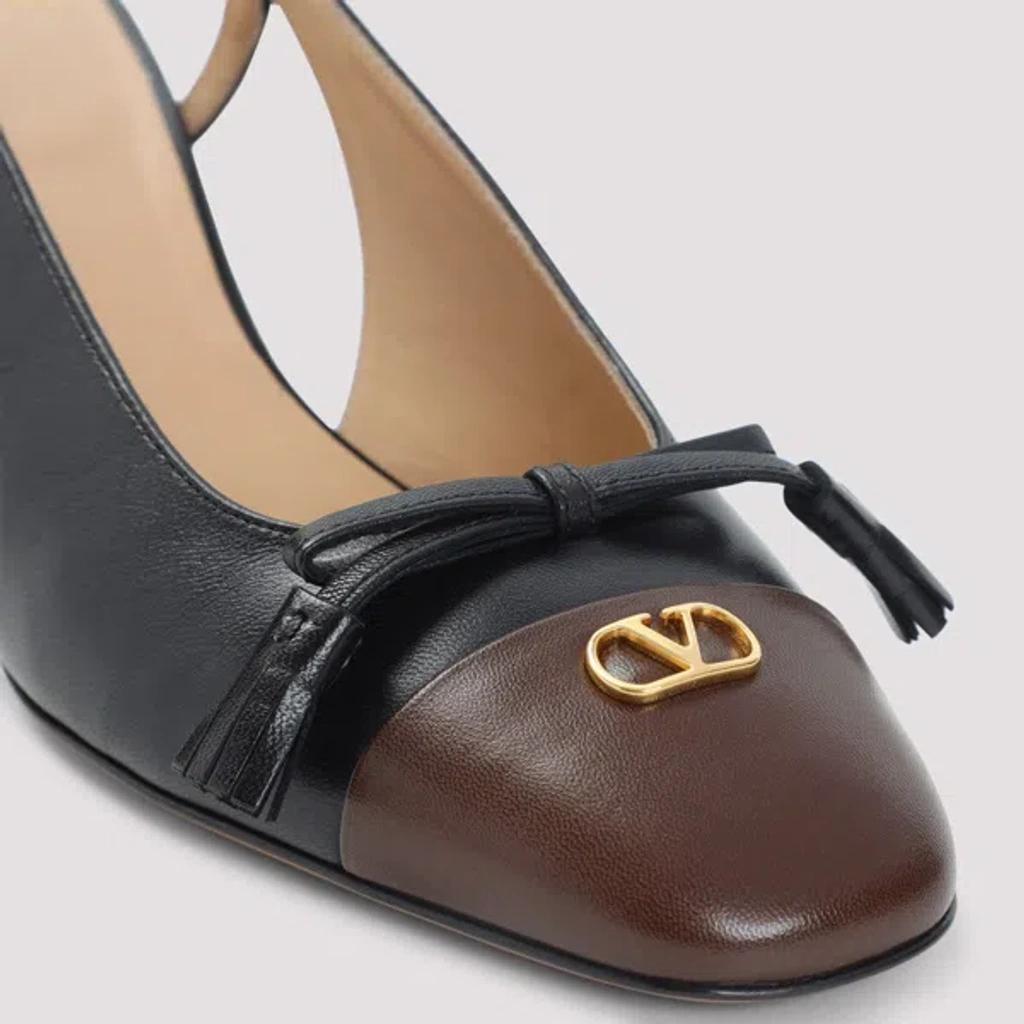 VALENTINO GARAVANI Vlogo 65 Tasseled Two-tone Leather Slingback Pumps In Black Product Image